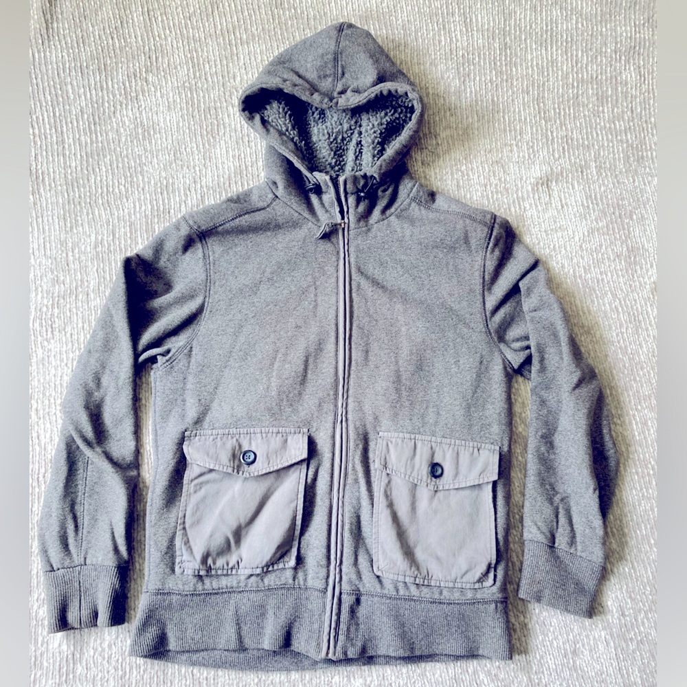 H&M Label Of Graded Goods Sherpa Lined Zip Hoodie‎ Gray Men’s Medium